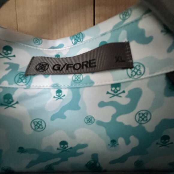 New G/Fore Men's Mapped Icon Camo Tech Jersey Golf Polo - Monsoon Size XL *READ* - Picture 2 of 7